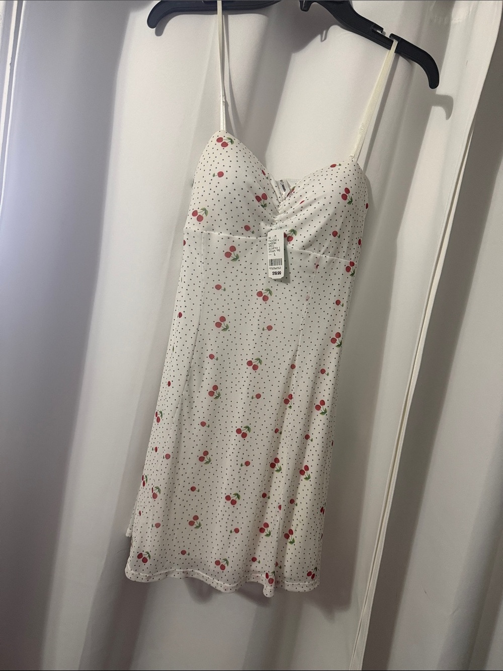 White Polka Dot Cherry Slip Dress